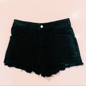 Honey Punch black distressed shorts